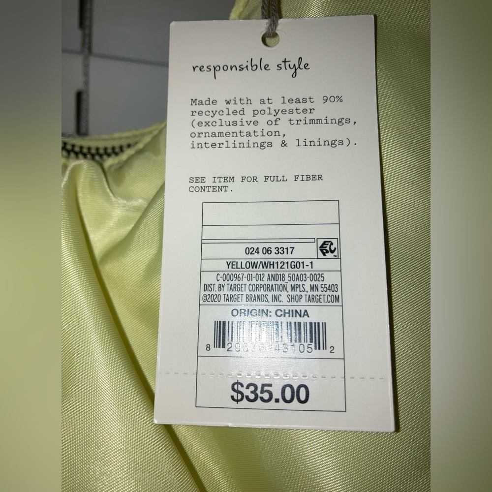 Lime Yellow Knotted Zip Closure Crossbody Puffer Bag - Picture 5 of 5